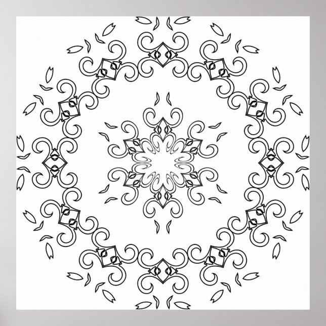 Póster legant Scrollwork Mandala with Leaf Flourishes (Frente)