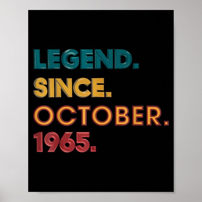 Póster Legend 1965 60th Birthday For Men Women 60 Year Ol (Frente)