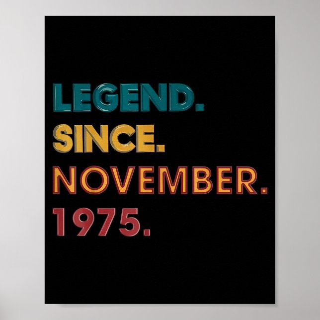 Póster Legend 1975 50th Birthday For Men Women 50 Year Ol (Frente)