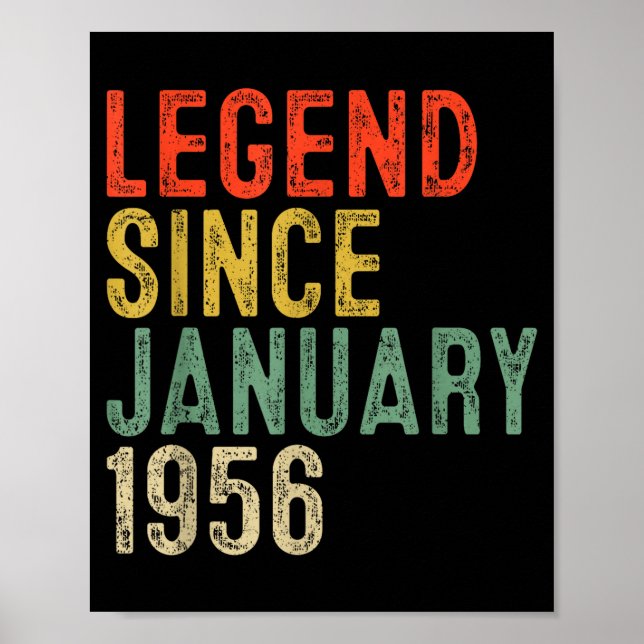 Póster Legend Since January 1956 70th Birthday 70 Year Ol (Frente)