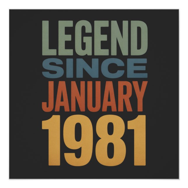 Póster Legend Since January 1981 Retro Birthday Classic (Anverso)