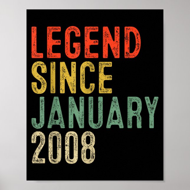 Póster Legend Since January 2008 18th Birthday 18 Year Ol (Frente)