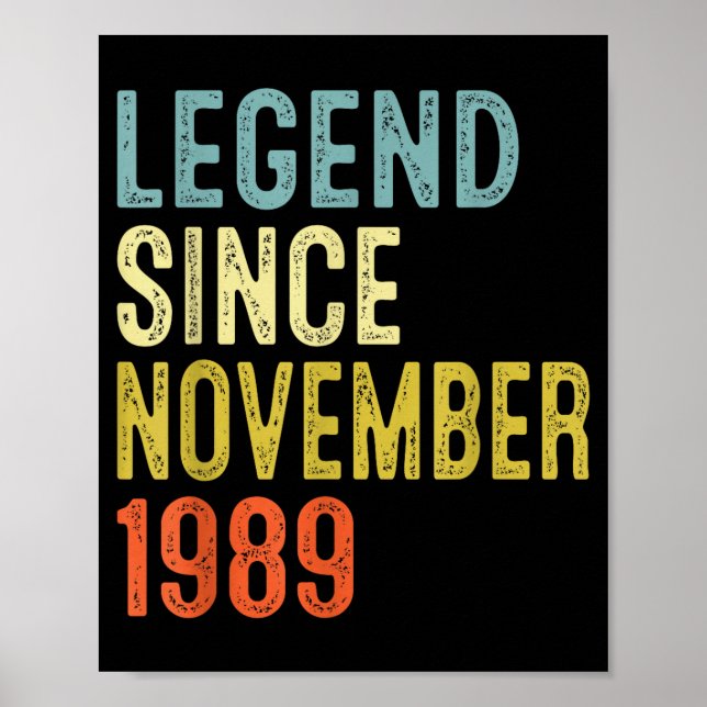Póster Legend Since November 1989 36th Birthday 36 Year O (Frente)