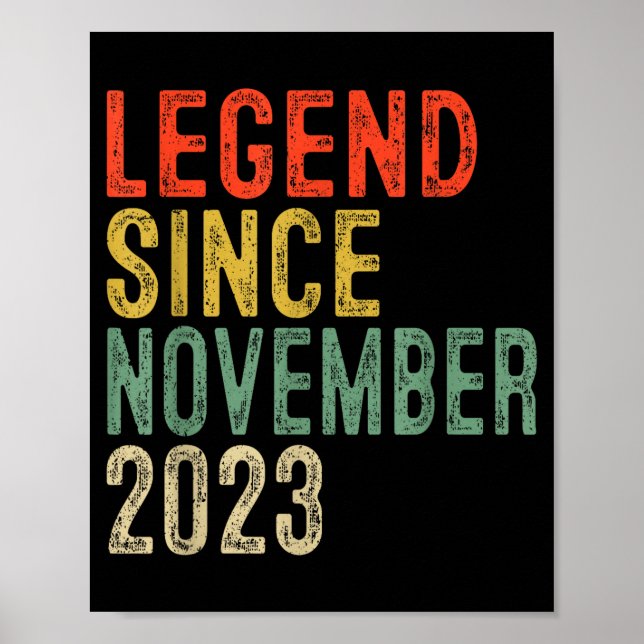 Póster Legend Since November 2023 2nd Birthday 2 Year Old (Frente)