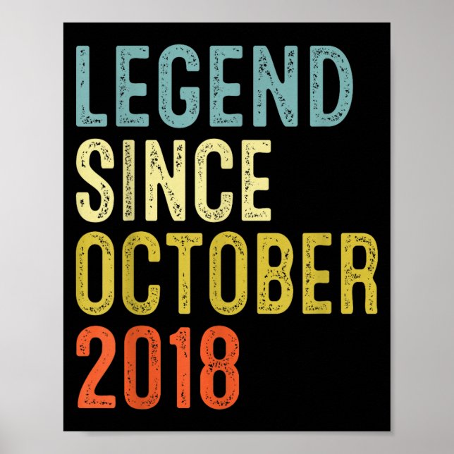 Póster Legend Since October 2018 7th Birthday 7 Year Old  (Frente)
