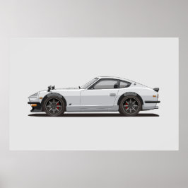 Póster Legendario Clásico Blanco 240z Fairlady Bug