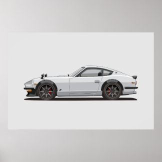 Póster Legendario Clásico Blanco 240z Fairlady Bug