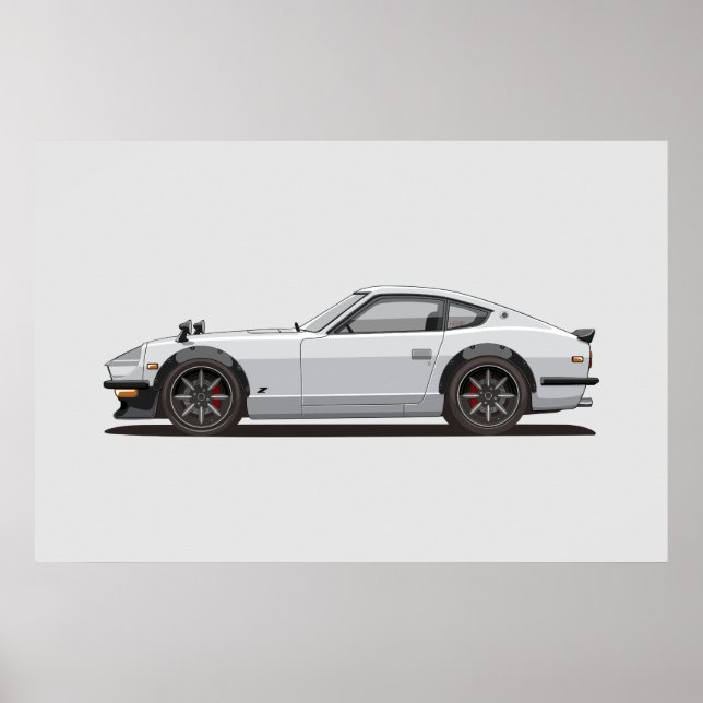 Póster Legendario Clásico Blanco 240z Fairlady Bug (Frente)