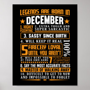 PÓSTER LEGENDS ARE BORN IN DECEMBER BIRTHDAY MONTH