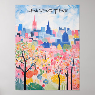 Póster Leicester Travel City Wall Art Painting Aesthetic