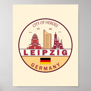 Póster Leipzig Alemania City Skyline Emblem