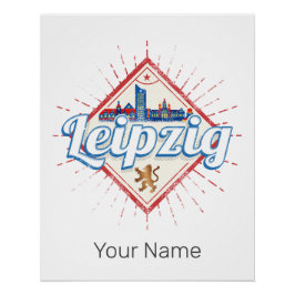 Póster Leipzig Alemania Sajonia Retro Skyline Vintage