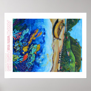 Póster Lejos con el Poster de los peces
