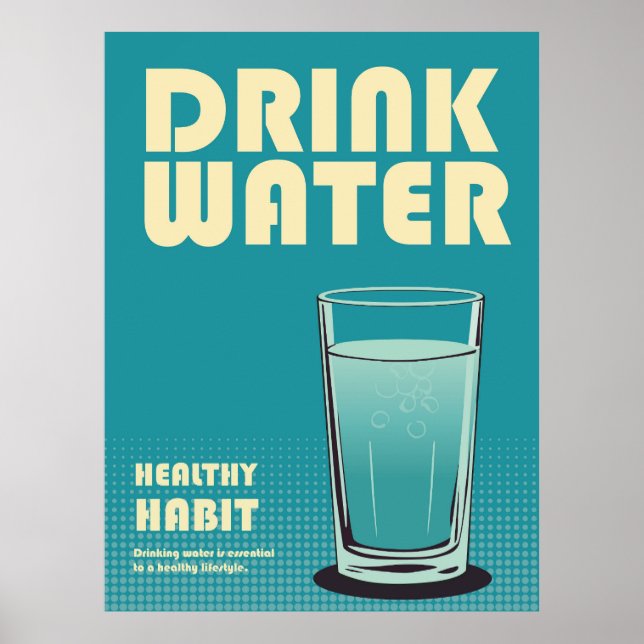 Póster Lema del agua potable Bauhaus Pop Art Style Design (Frente)