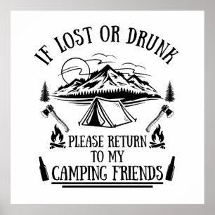 Póster Lema divertido de campamento de camping bebiendo f