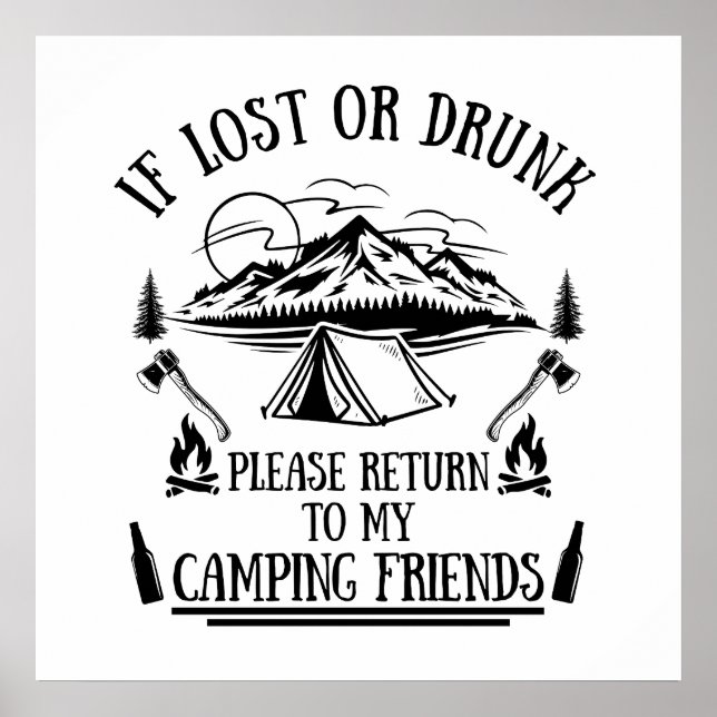 Póster Lema divertido de campamento de camping bebiendo f (Frente)