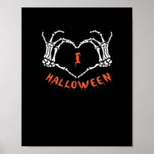 Póster Lema Halloween. Gesto Cardíaco Hecho De Skeleton
