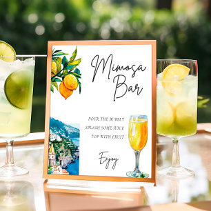 Póster Lemon Amalfi Coast Mimosa Bar Rótulo Bridal Shower