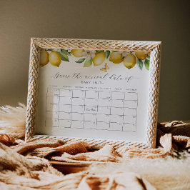 Póster Lemon Baby Shower Adivinar El Calendario De Fecha