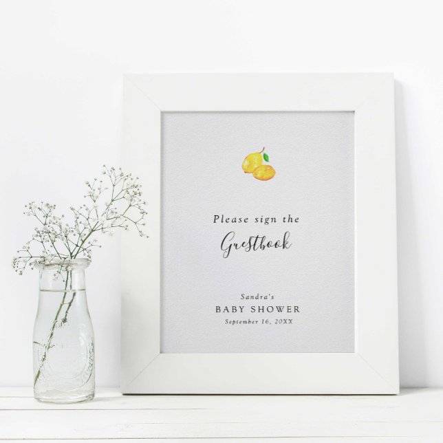 Póster Lemon Baby Shower Elegant Guestbook Rótulo Minimal (Subido por el creador)