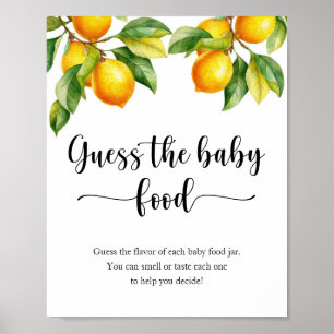 Póster Lemon Baby Shower Game Adivinar Comida Infantil