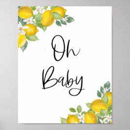 Póster Lemon Baby Shower Oh Baby Sign