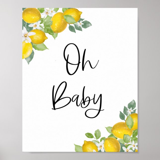 Póster Lemon Baby Shower Oh Baby Sign (Frente)