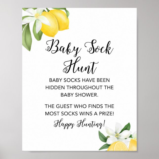Póster Lemon Baby Sock Hunt Shower Game Rótulo (Frente)