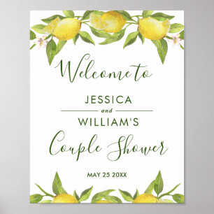 Póster Lemon Blossom Greenery Couples Shower Welcome Sign