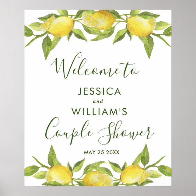 Póster Lemon Blossom Greenery Couples Shower Welcome Sign (Frente)