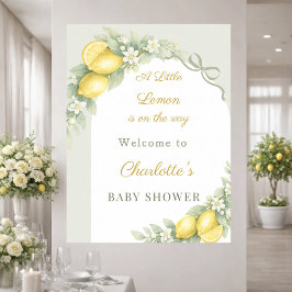 Póster Lemon bow sage green arch welcome Baby Shower