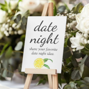 Póster Lemon Bridal Shower Date Rótulo nocturno