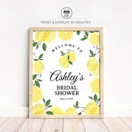 Póster Lemon Bridal Shower Welcome Sign