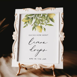 Póster Lemon Calligraphy Bridal Shower Lemon baja el Rótu
