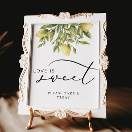 Póster Lemon Calligraphy El amor es Rótulo Boda dulce