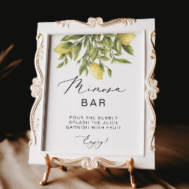 Póster Lemon Calligraphy Shower Mimosa Bar Rótulo