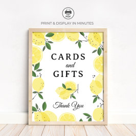 Póster Lemon "Cards and Gifts" Bridal Shower sign