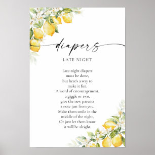 Póster Lemon Citrus Baby Shower Diapers Poster nocturno t