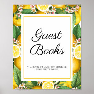Póster Lemon Citrus Baby Shower Guest Books