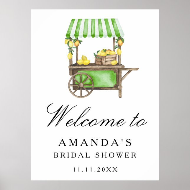 Póster Lemon Citrus - bridal shower welcome sign (Frente)