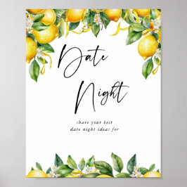 Póster Lemon Citrus ducha de novia Date Jar Juego