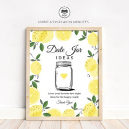 Póster Lemon Date Jar Ideas Sign Printable Sign