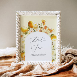 Póster Lemon date night ideas. Date jar bridal game