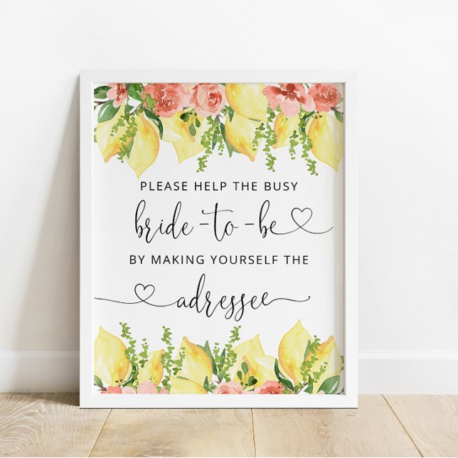 Póster Lemon Floral Bridal Shower Dirección un sobre (Subido por el creador)