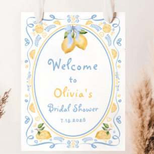 Póster Lemon Floral Italiana Bow Bridal Shower Bienvenida
