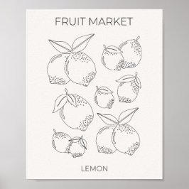 Póster Lemon Fruit Market Minimal Line