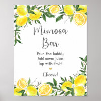 Lemon Greenery Gold Bridal Shower Mimosa Bar