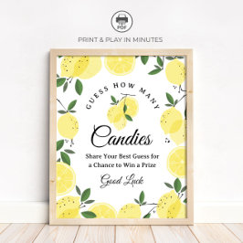 Póster Lemon Guess How Many Candies Game Sign