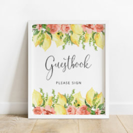 Póster Lemon Main Squeeze Bridal Shower Guest Book Poster