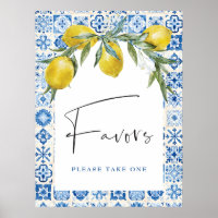 Lemon Mediterranean Blue Tile Favor Poster
